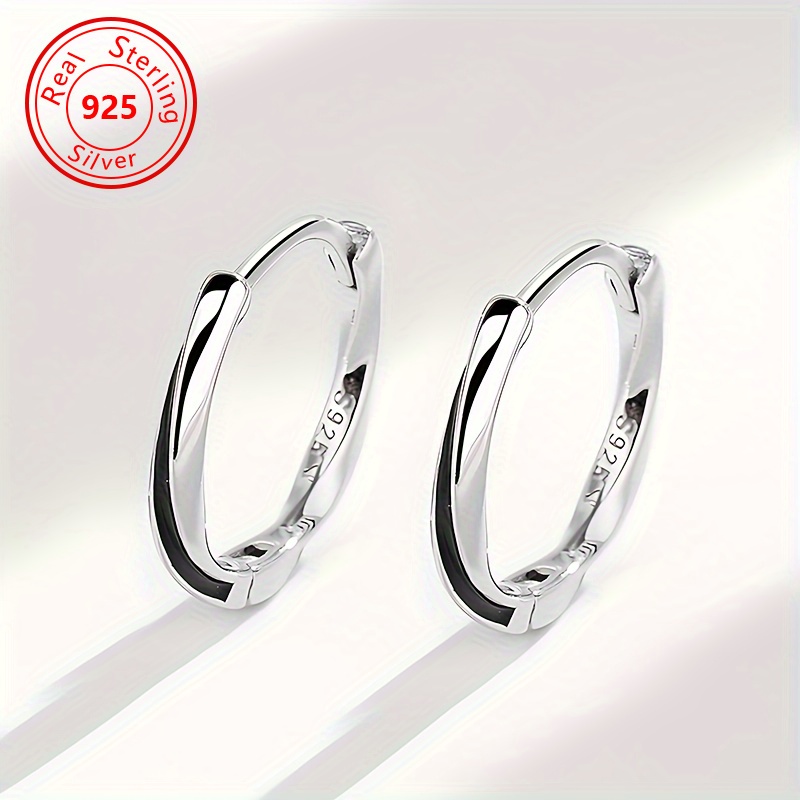TEMU A Pair Of Eternal 925 Sterling Silver Hypoallergenic Hoop Earrings - Twisted Design - Effortlessly Stylish Seamless - - Gift