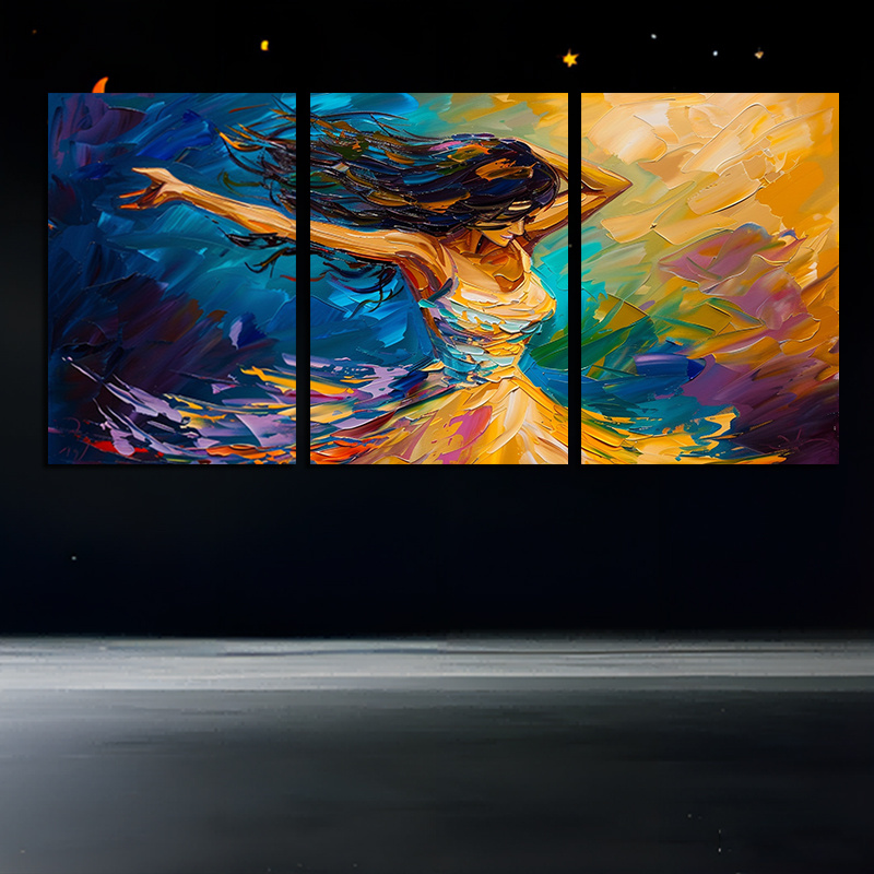 canvas wall art set of 3 vibrant dancer   major material canvas     decor for living room and bedroom 12x18 inch   0