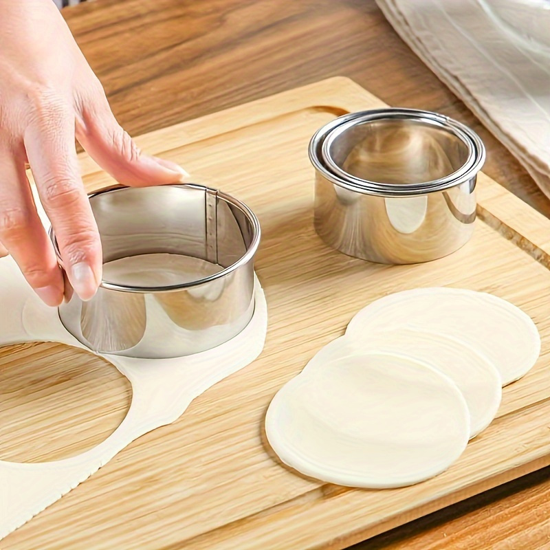 

3pcs Stainless Steel Dumpling Maker Set - Round Cookie & Pastry For Dough Packaging, Essential Kitchen Gadgets For Restaurants