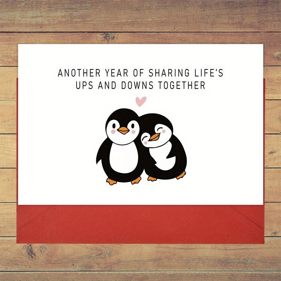 

Greeting Card For Anyone - Romantic Anniversary, Birthday, Valentine's Day Card With Envelope - "another Year Of Sharing Life's Ups And Downs Together