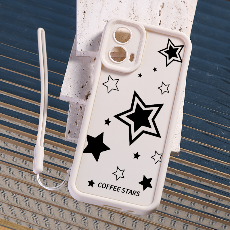 

Star Patterned Phone Case With Lanyard For G10, G20, G30, G14, G34, E13, G04 5g - Shockproof, Silicone, Camera Lens Protection, Luxury Back Cover