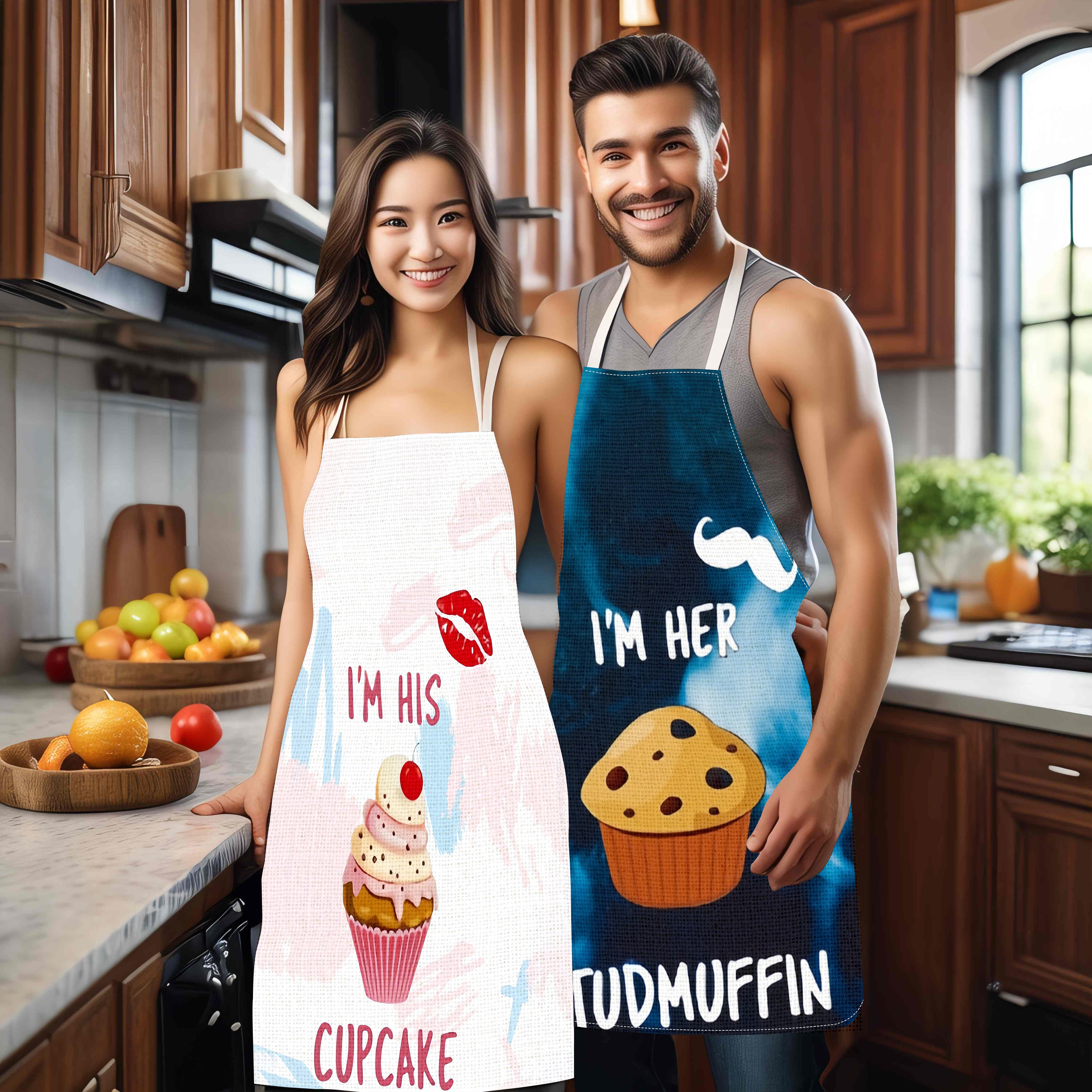 

2pcs Love Dessert Couple Aprons Valentine's Day Double Aprons Men's And Women's Aprons Creative Aprons Kitchen Aprons Outdoor Aprons Family Cleaning Aprons