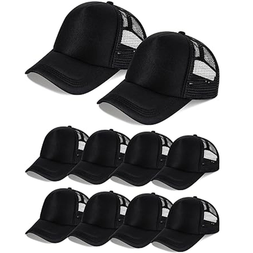 

10-pack Fashionable Polyester Mesh Trucker Caps - Unisex Diy Blank Baseball Caps For Sublimation