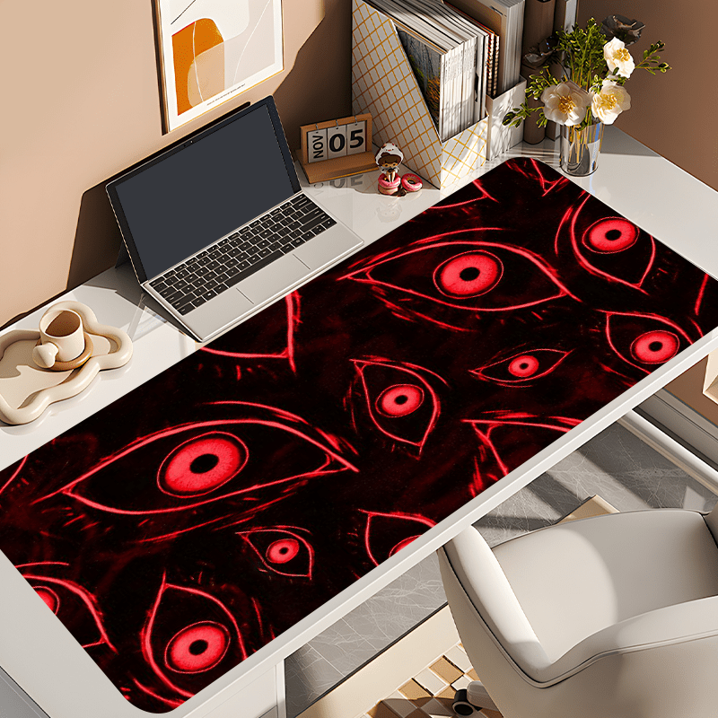 

Large Evil Eye Gaming Mouse Pad - Non-slip Rubber Base, Stitched Edges - Durable Rubber Material, Abstract Horror Art Design - Oversized Desk Mat For Keyboard And Mouse, Optimal For Smooth Gliding