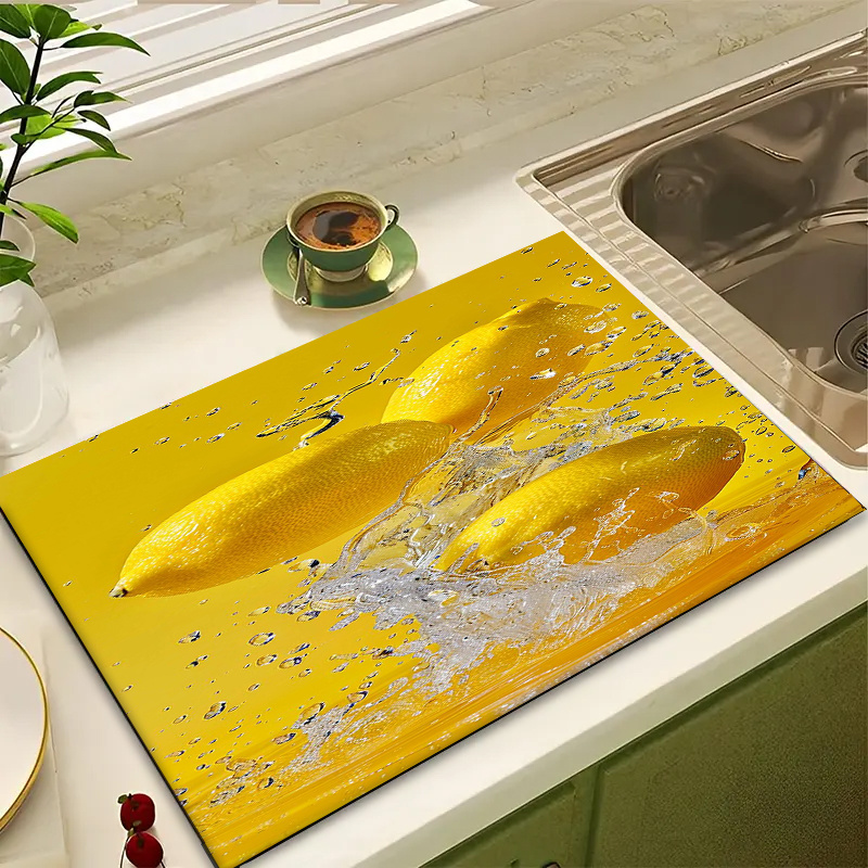 Lemon Yellow Dish Drying Mat FIESTA Lemon Vine Dish Drying Mat