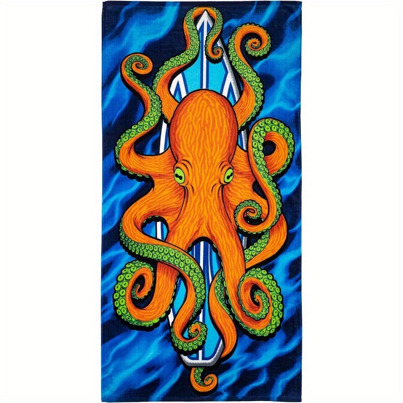 

Octopus Bath Towel: Super Soft 18x26 Inch Towel With Coastal Design - Machine Washable