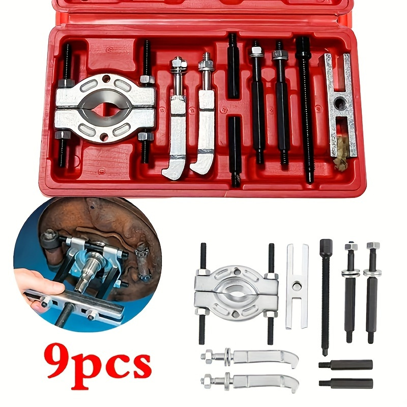 

9-piece Chrome Vanadium Steel Bearing Puller Set - Professional Grade Double Disc Gear & Bearing Removal Tool Kit, Non-powered Disassembly Tools For Automotive Repair