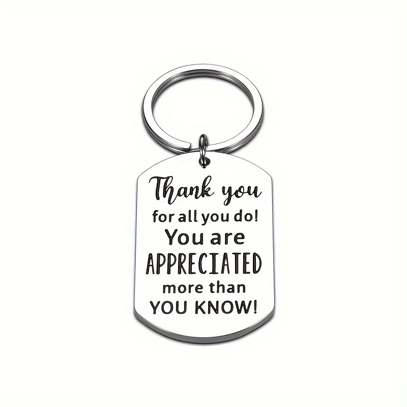 

Stainless Steel Appreciation Keychain Pack - Engraved Thank You Key Rings For Colleague, Doctor, Nurse, Teacher, Volunteer - Gratuity Gifts For Men & Women