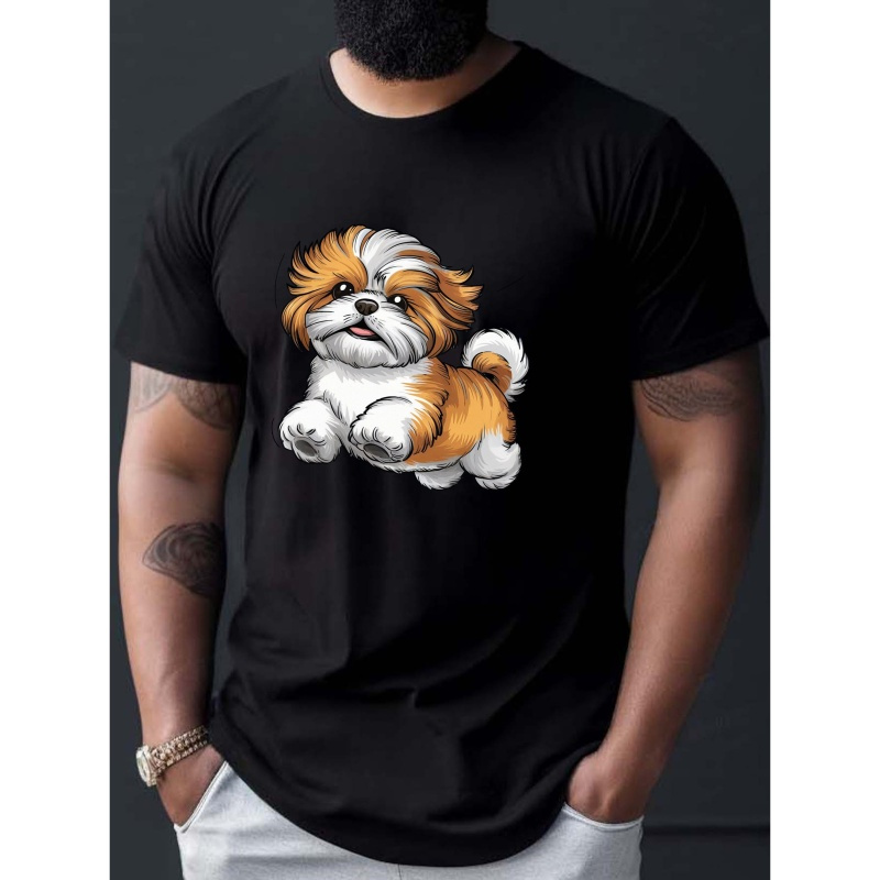 

Cute 3d Shih Tzu Cartoon Print Tee Shirt, Tees For Men, Casual Short Sleeve T-shirt For Summer