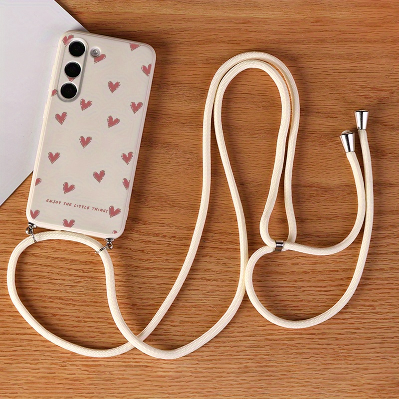 TEMU Phone Case: Crossbody Case For S24 Pattern -brown Heart Phone Cases With Lanyard For Galaxy S22 Ultra S23 Plus S21 + S20 Fe S10 A72 A54 5g A53
