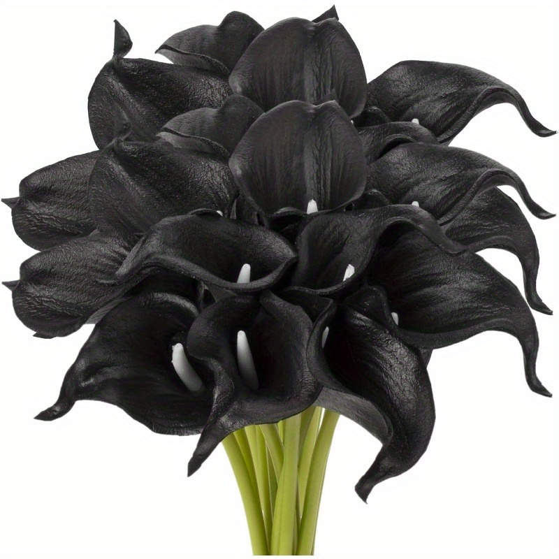 

5pcs Black Lily Artificial Flowers - Diy Wedding Bouquets, Decor, Halloween & Christmas, Best For Christmas, Thanksgiving