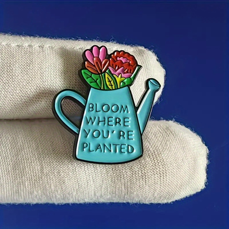 

Bloom Where You're Planted Acrylic Enamel Pin For Men, Unique Watering Can Design Pin For Backpacks & Jackets, Inspirational Flower Jewelry Accessories, Gift For Men