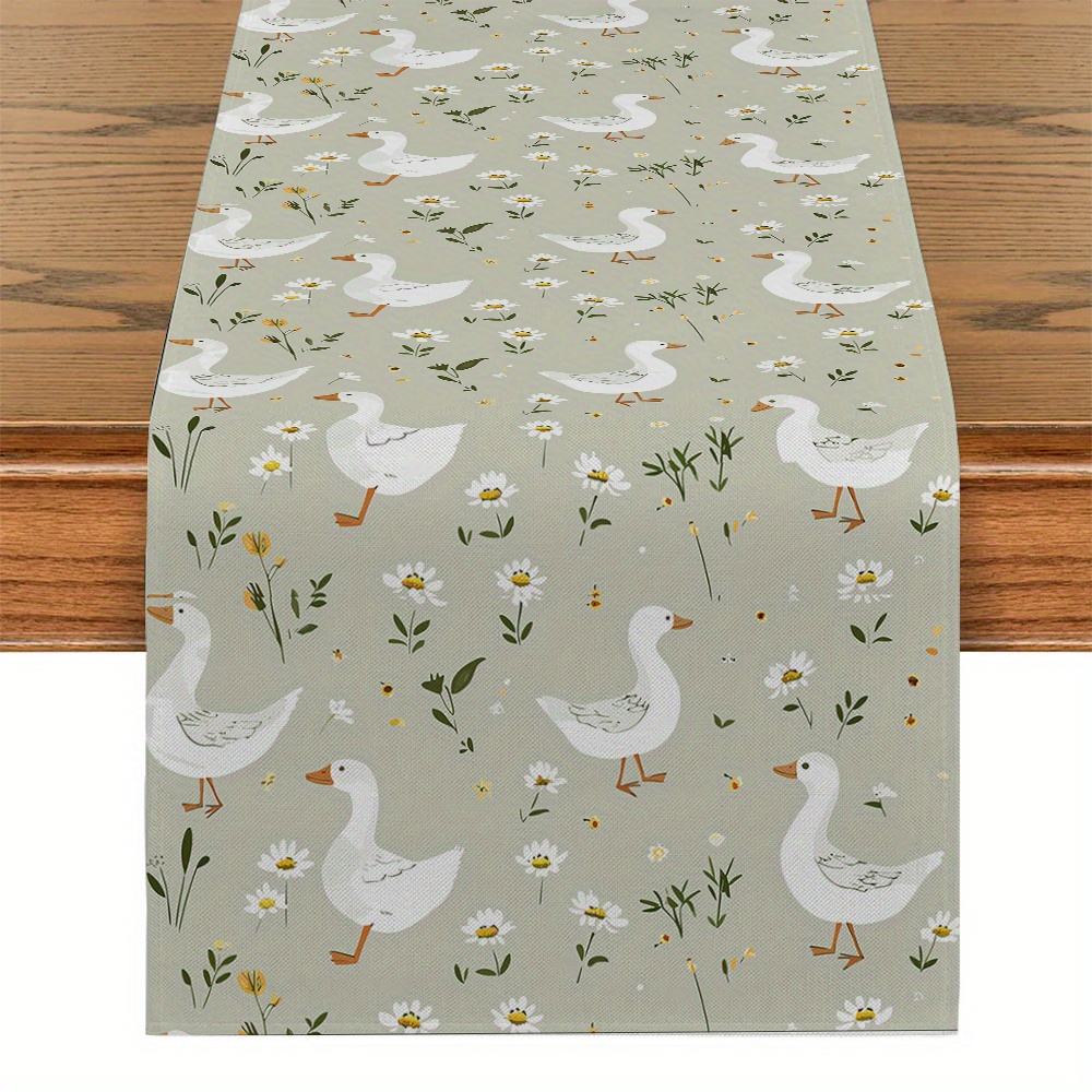 Rustic Farmhouse Table Runner 1pcs - Woven Polyester Rectangular Duck And Tabletop Decor For Kitchen, Dining & , Perfect For Parties Gatherings 71x13 Inches