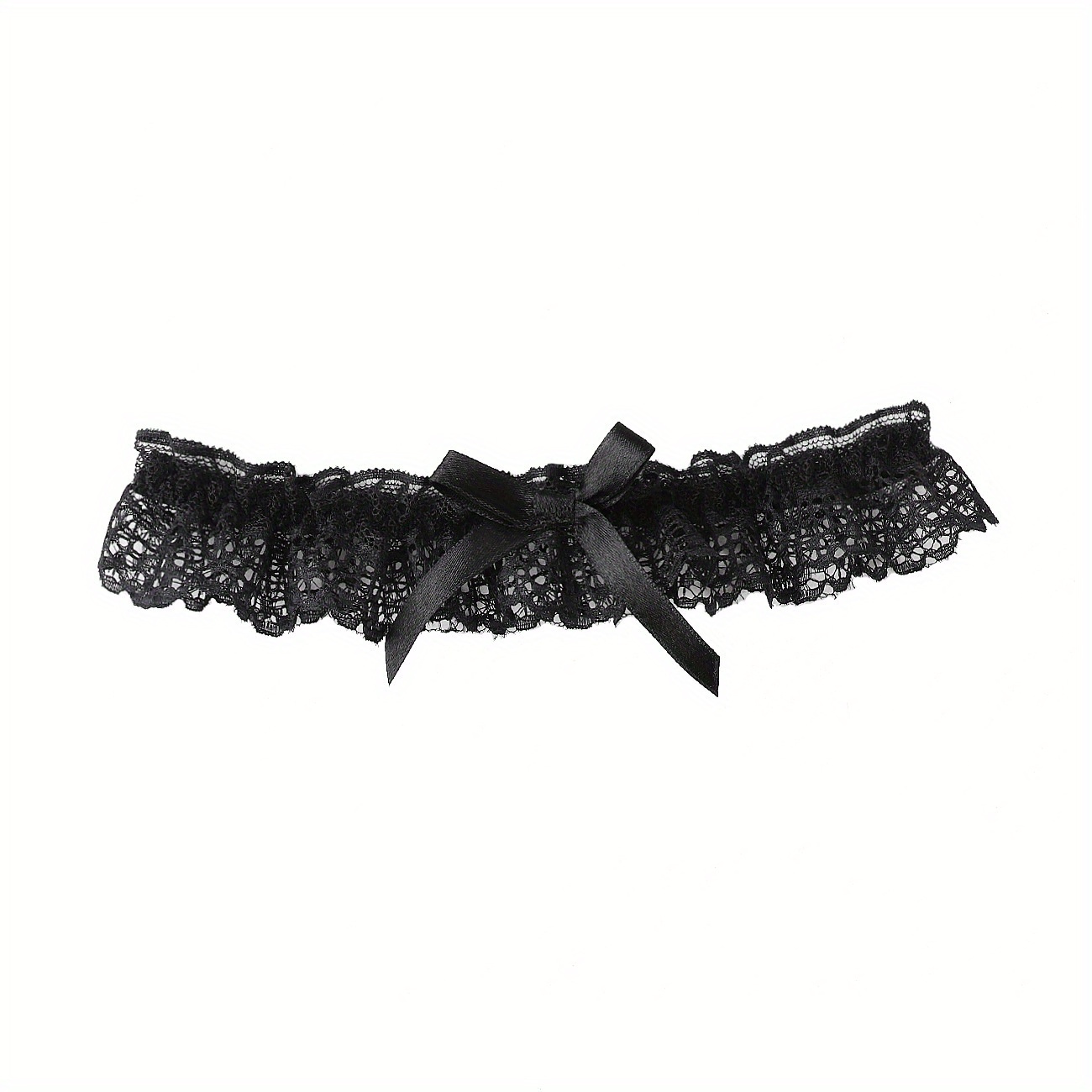 Lace Princess-style Thigh Garter, Bridal Black Wedding Garter With Satin Bowknot And Lace For Brides, Lace Garter Belt