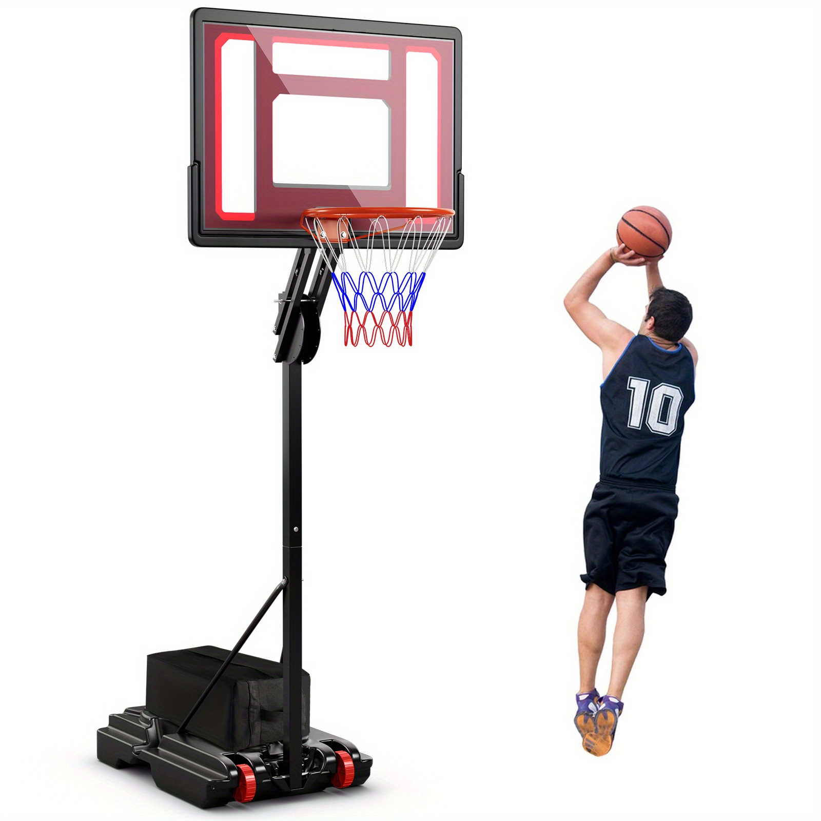 TEMU Système de panier de basket portable LIFEZEAL 5 FT, réglable, avec sac de poids et roues, pour l'extérieur