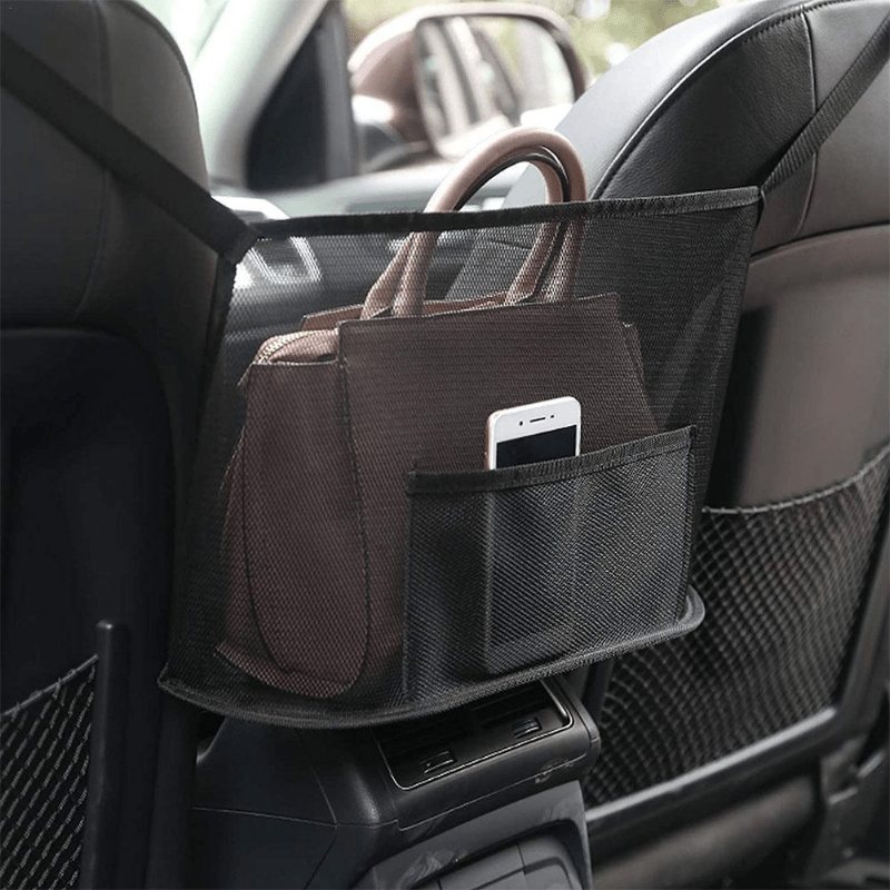 

Large Capacity Car Seat Net Pocket Handbag Purse Holder Bag Organizer Storage Barrier Dog Pouch Between Back Seats