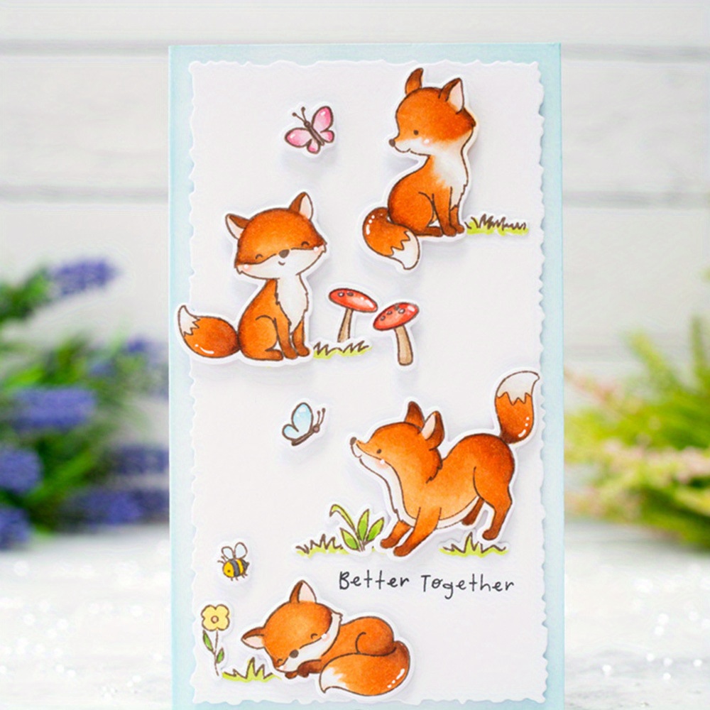 

Fox & Rabbit Themed Clear Silicone Stamps And Metal Cutting Dies Set Toward Diy Scrapbooking, Paper Crafts, And Embossing - Transparent/silver