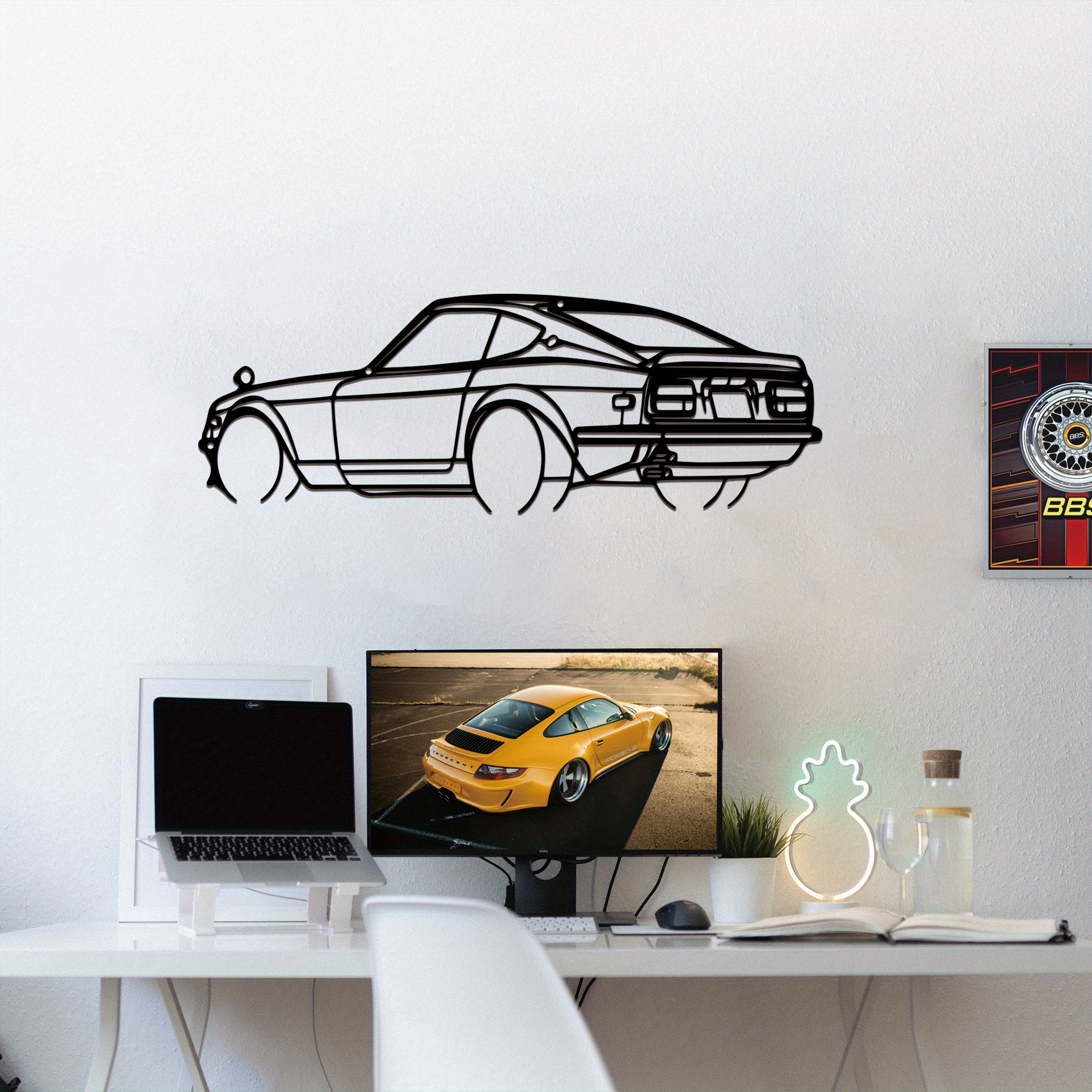 

240z Sports Car Silhouette Metal Wall Art - Laser-engraved Iron, Indoor/outdoor Decor For Car Enthusiasts