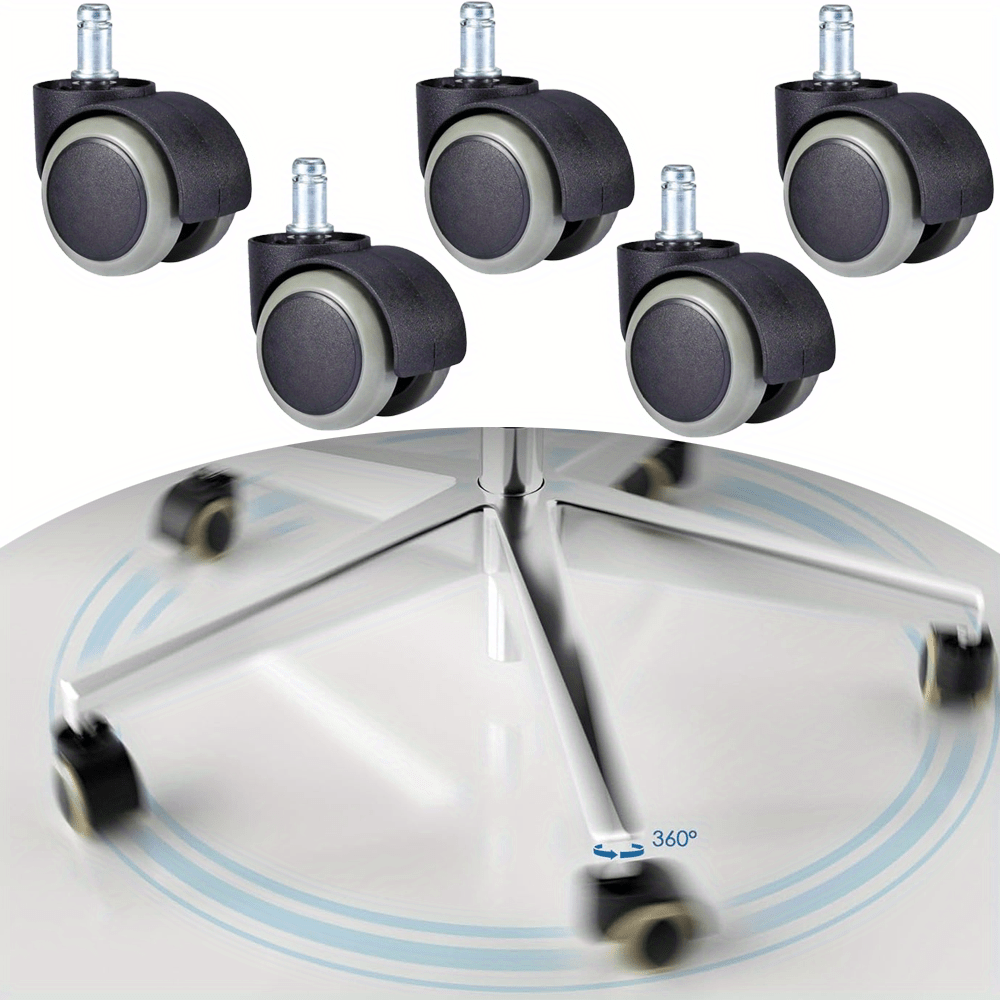 

5-piece Heavy Duty 2" Office Chair Casters - Quiet, Durable & Safe With Fit For All Floors