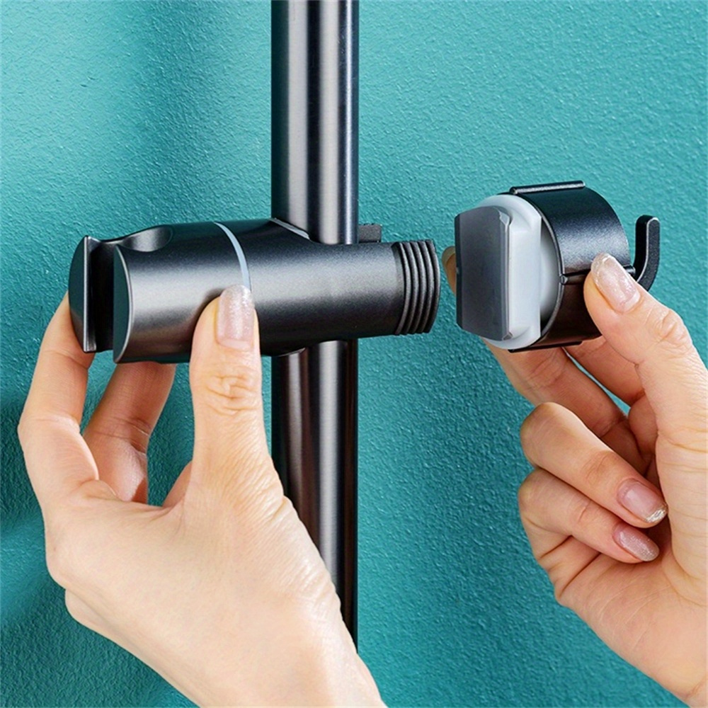 

Easy-install Abs Shower Head Holder With Dual Hooks - No-drill, Wall-mounted Rainfall Spray Base For Bathroom Storage