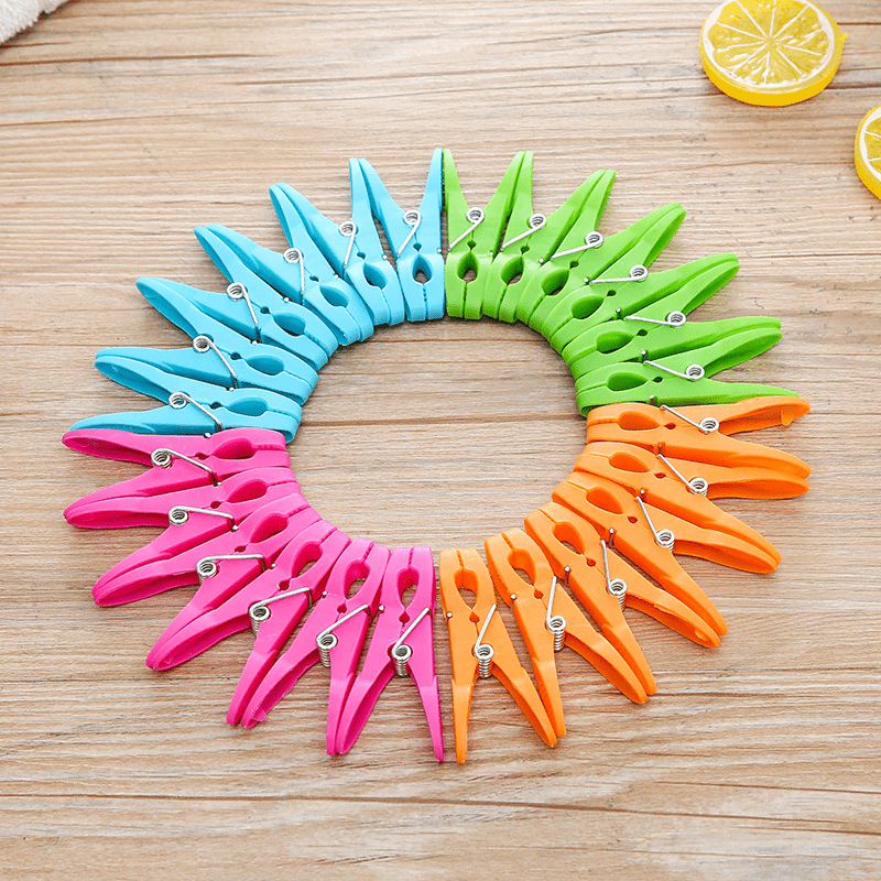 

24 Pcs High-quality Clothespins: Perfect For Drying Clothes, Towels, Socks, Bed Sheets, And Sealing Kitchen Bags - Made Of Durable Plastic