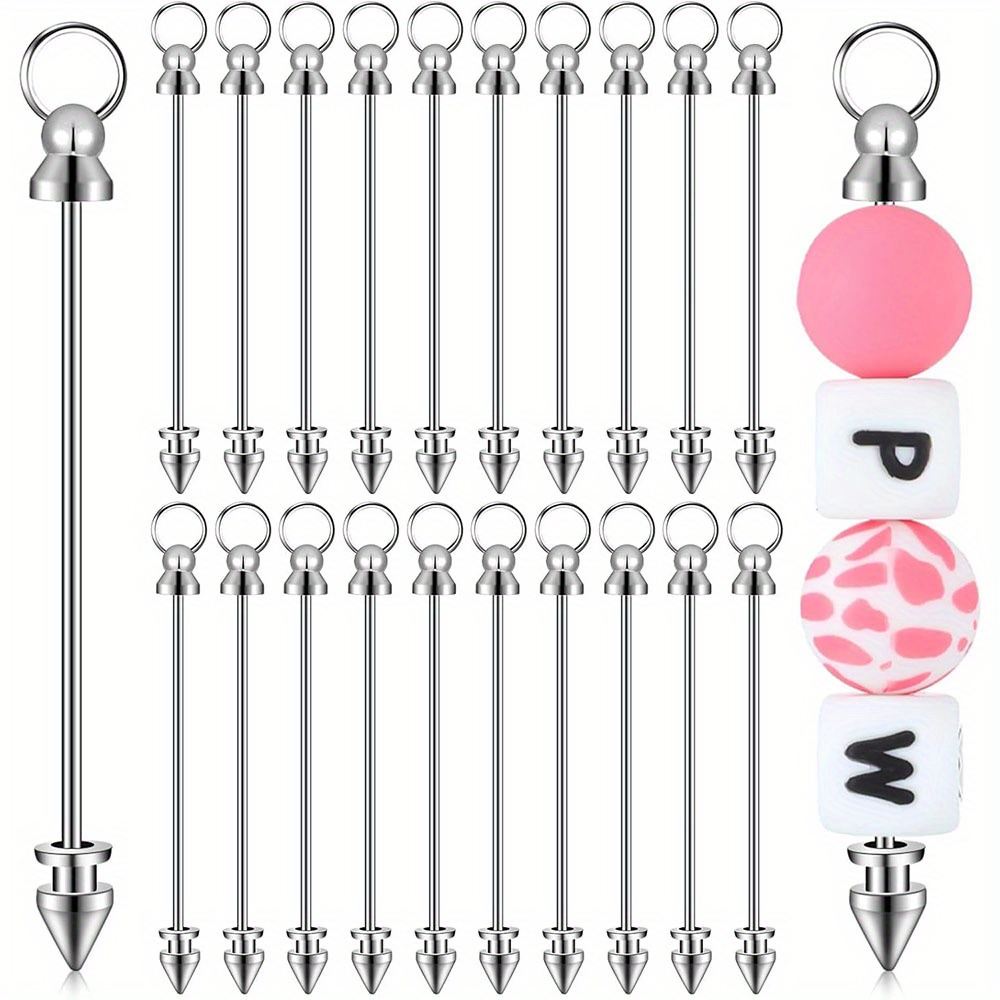 

20 Pcs Alloy Beadable Keychain Rod Set - Diy Jewelry Making Supplies, Metal Keychain Accessory Kit For Crafting Custom Beaded Charms & Pendants