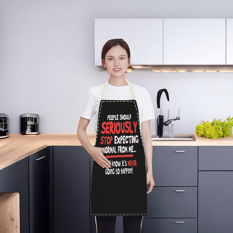 

1-piece Humorous Quote Linen Apron - Woven Durable Unisex Kitchen Apron With Fashionable Lettering Design For Cooking, Restaurant, Cafe & Bbq - 100% Linen Chef Work Wear & Protective Clothing