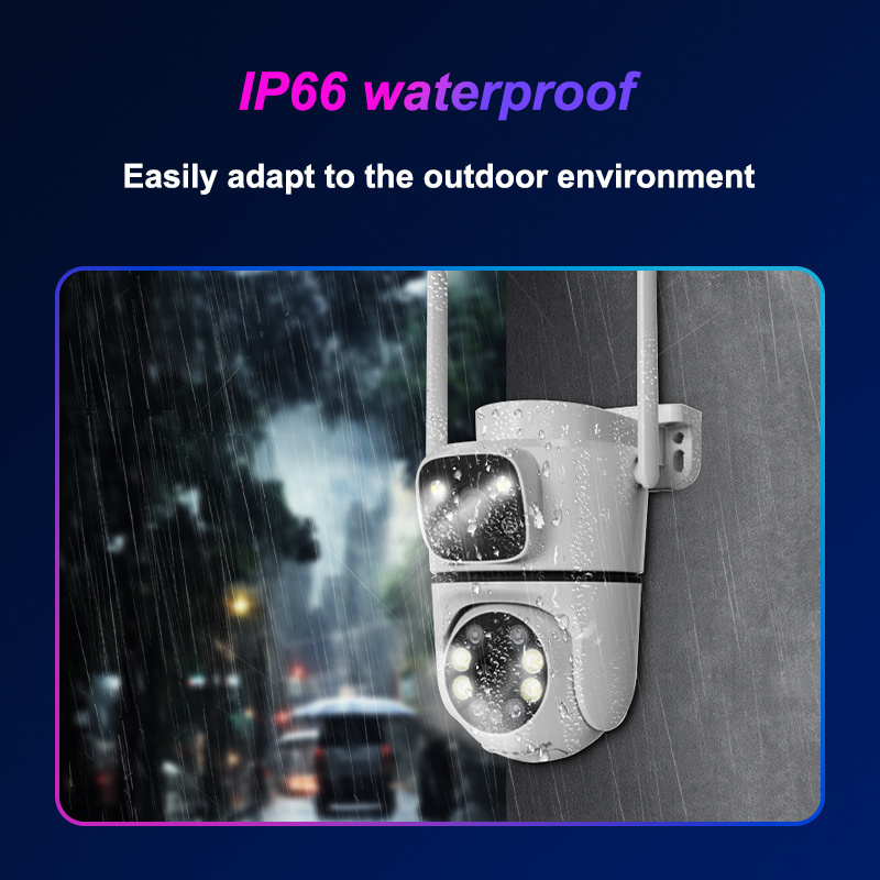 QKH 1080P Dual-Lens Security Camera with PTZ, Two-Way Audio, Smart Night Vision, Waterproof, TF/Cloud Storage, App Control - Outdoor Use (SD Card Not Included), 2MP, 2.4G Frequency, 360-degree Patrol details 3