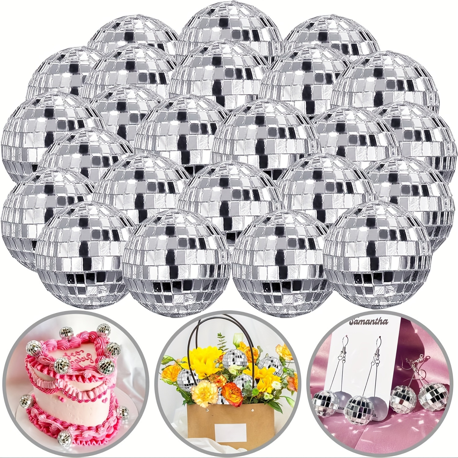 

20-piece Mini Silvery Disco Balls - Reflective Mirror Hanging Decorations For 70s Parties, Christmas &