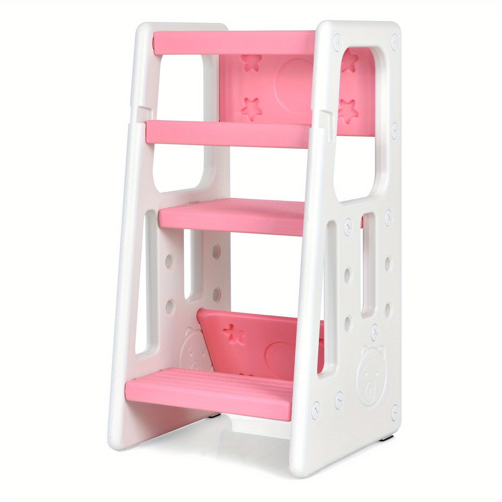 

Lifezeal Kids Kitchen Step Stool With Rails Toddler Learning Stool Pink
