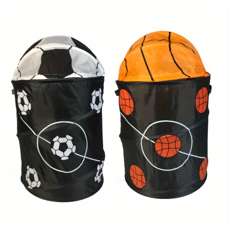 

Versatile Sports-themed Storage Bucket - Waterproof, Foldable Fabric Organizer For Laundry & More - Perfect For Bedroom, Bathroom, Dorm Decor