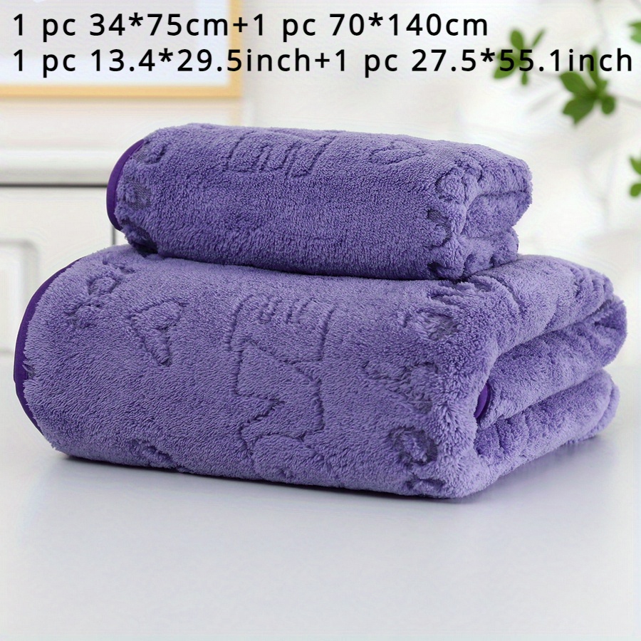 TEMU Set van 2 stuks: 1 stuk 34*75cm + 1 stuk 70*140cm of 1 stuk 40*80cm + 1 stuk 80*170cm zachte en comfortabele absorberende haarhanddoek met