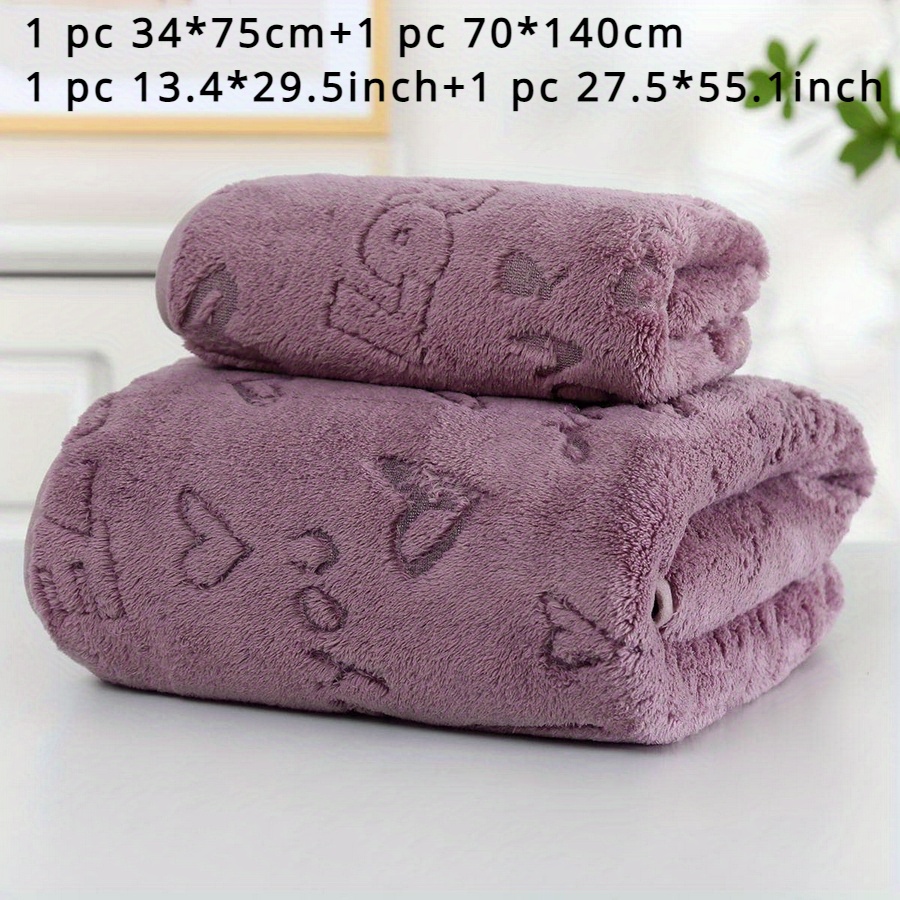 TEMU Set van 2 stuks: 1 stuk 34*75cm + 1 stuk 70*140cm of 1 stuk 40*80cm + 1 stuk 80*170cm zachte en comfortabele absorberende haarhanddoek met