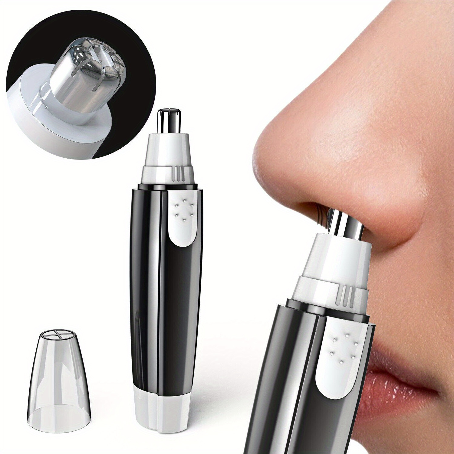 electric nose hair trimmer - cordless personal grooming tool with sharp blades, compact & portable design for nose, eyebrows, upper lip, chin - women s facial hair shaver (aa battery not included) - travel-friendly hair removal device, eyebrow shaping,  ,  ,   Product details 5