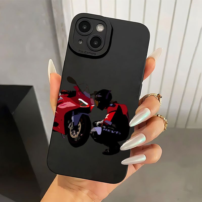 

Motorcycle Enthusiast Black Matte Tpu Phone Case Bundle With Scratch-resistant Design And Angel Eyes Artwork For Iphone