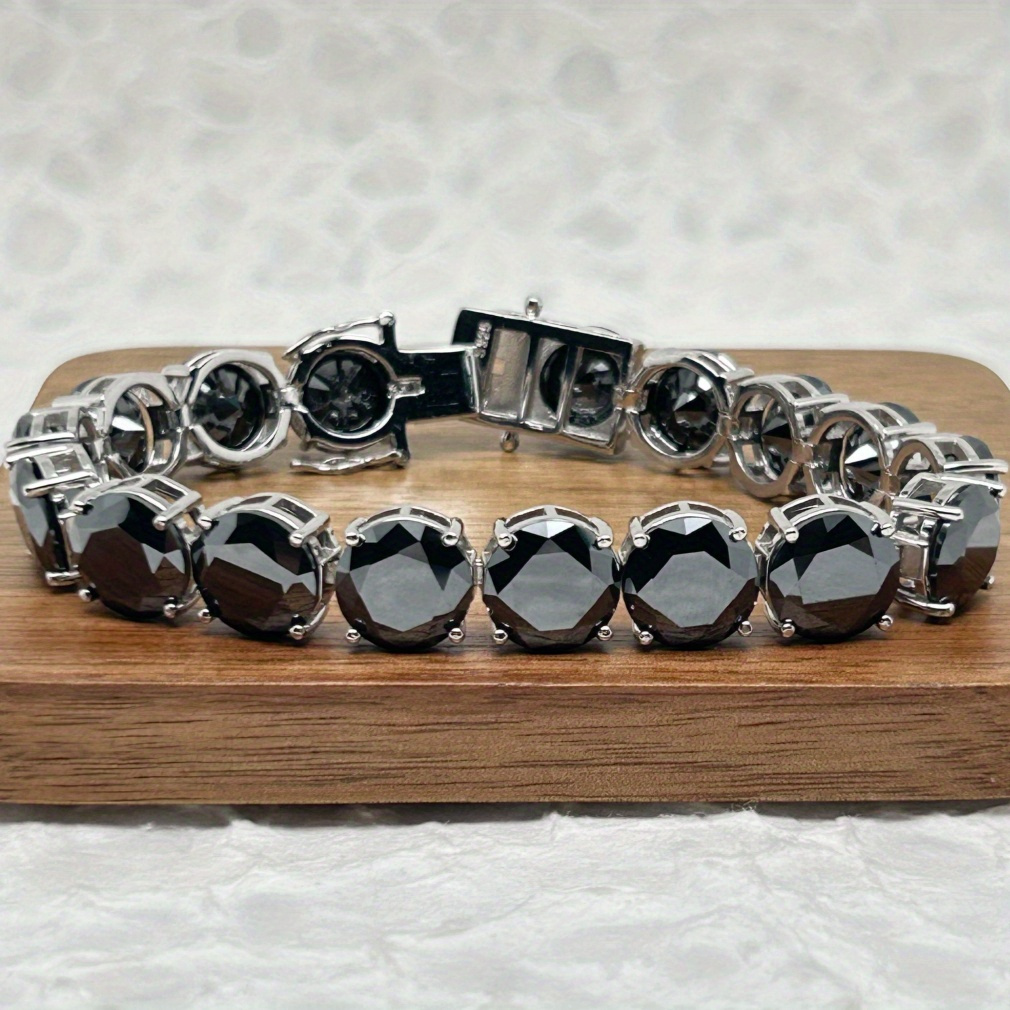 elegant 5 carat black moissanite bracelet  925 sterling silvery luxurious lightweight 23g   anniversaries casual attire 85 0 carat single anniversary gifts for men details 2