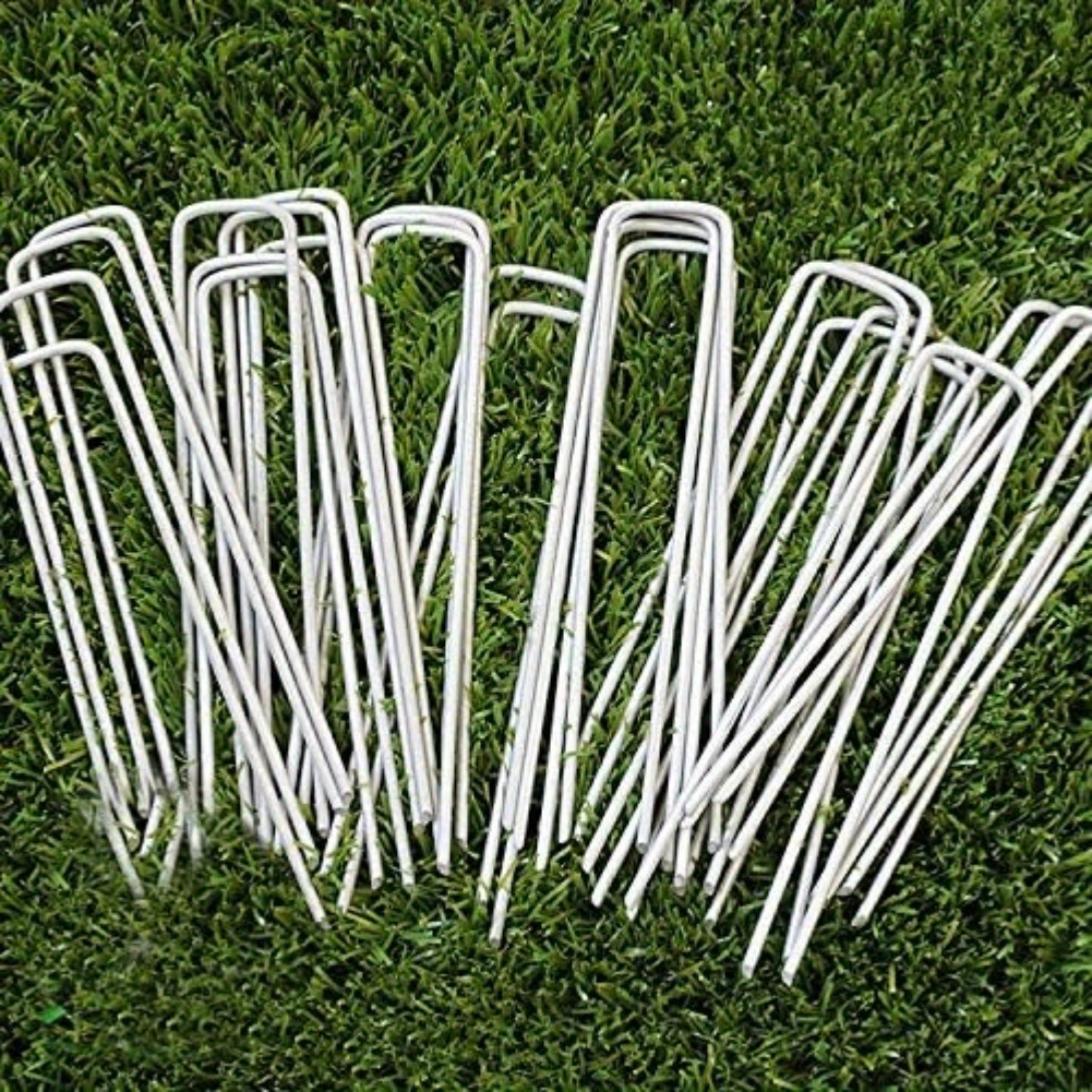 TEMU 50-pack 12" Landscape Garden Staples, Stakes Pins, Heavy Duty Ground Stakes/pegs, Grass Staple For Securing Ground Cover, , Fabric & Fence