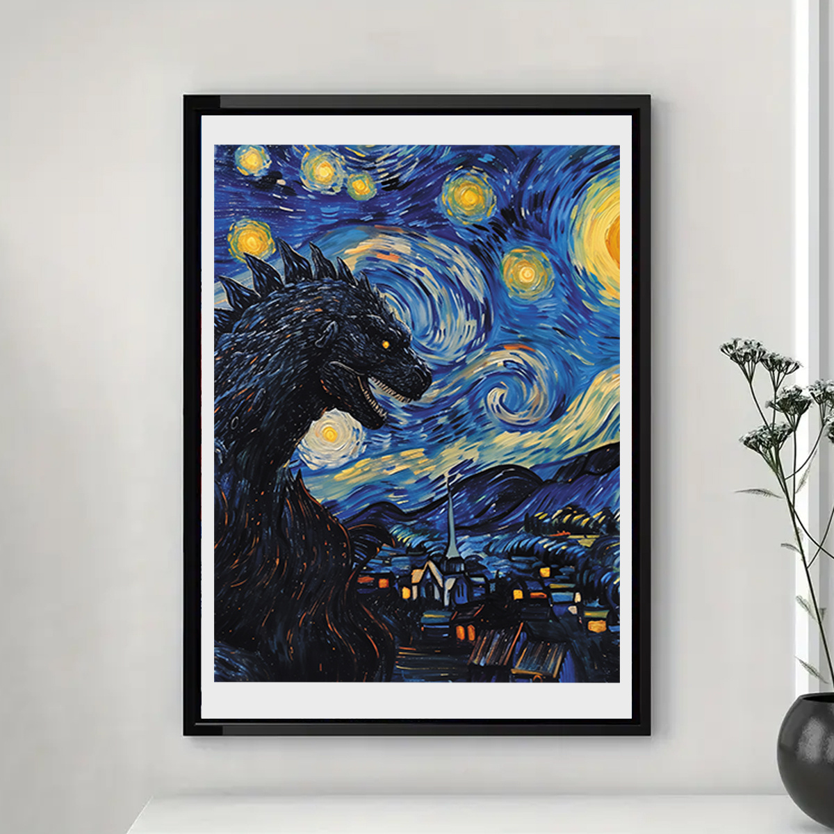 

Starry Night Monster Canvas Art 12"x16" - Thick, Waterproof & Fade-resistant, Perfect Gift For Sci-fi Enthusiasts