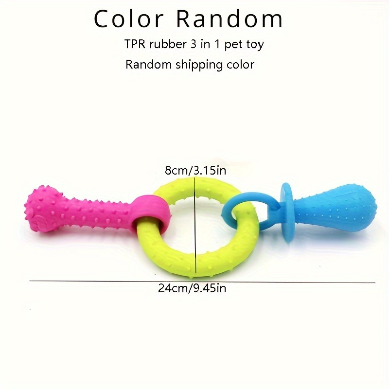 1pc (random Color) Pet Toys Tpr Ring Toy, Pacifier Bone Ring Dog Grinding Teeth Chewing Toys