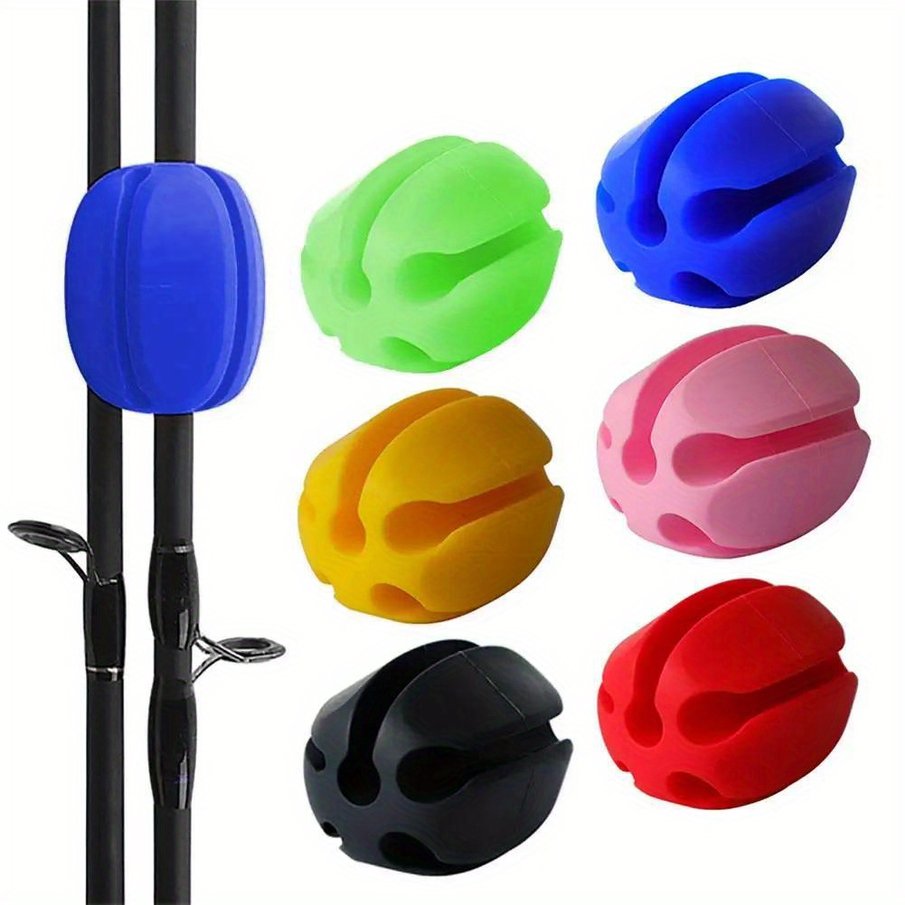 

6-pack Silicone With 5-slot Ball Design - Versatile Fishing Pole Tie Straps, Secure Grip Storage & Transport Organizer Accessories