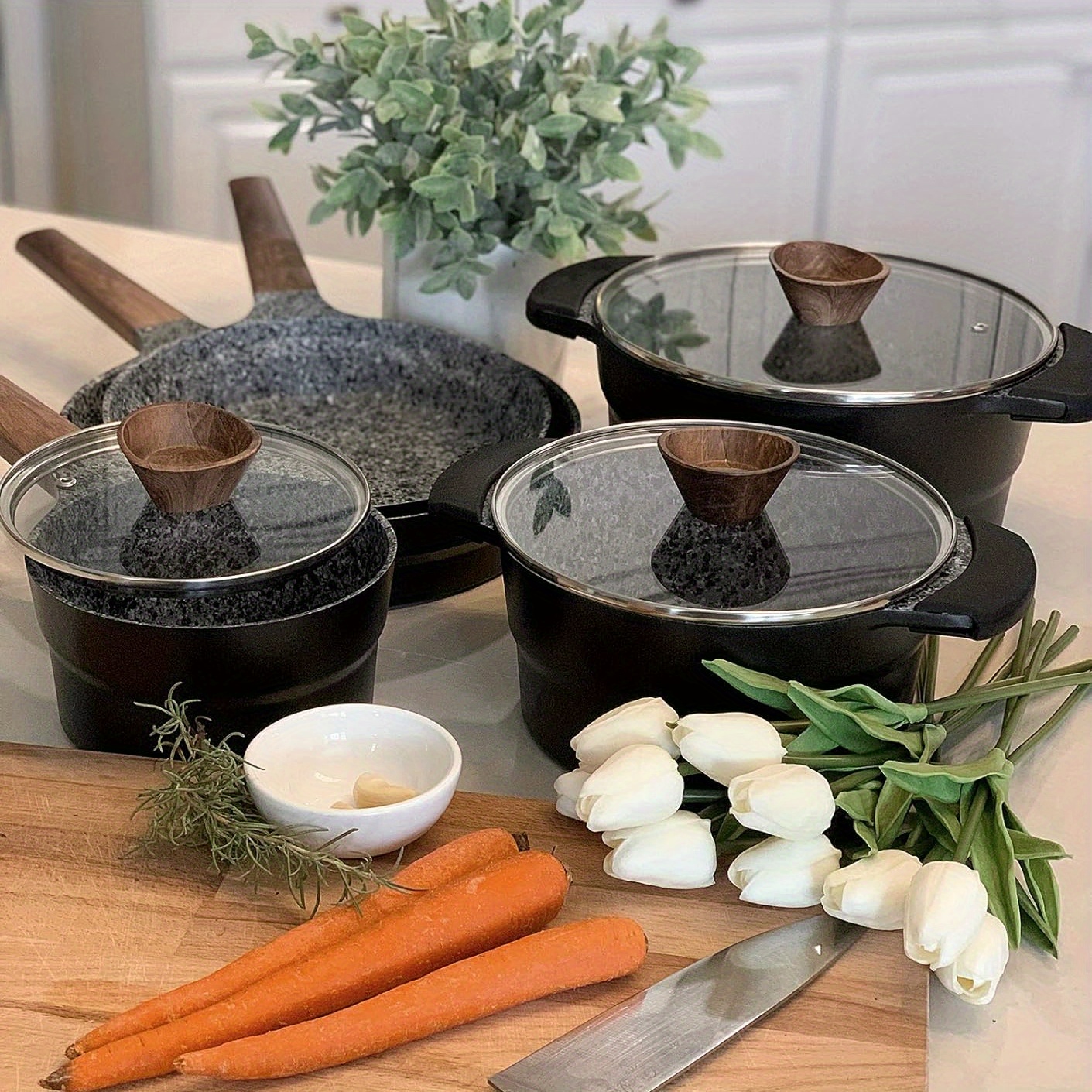 

Induction Cookware Set - 12 Piece Cast Aluminum Pots And Pans Set Non-toxic Cookware Set Pfoa & Pfos-free