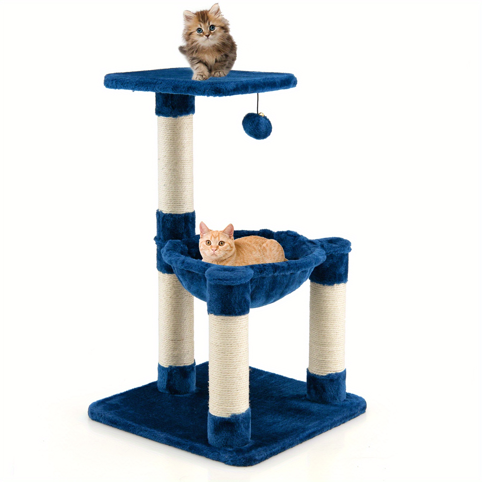 

Lifezeal Multi-level Cat Tree Tower With Scratching Posts, Plush Perches And Hammock, Sturdy Cat Activity Center, Blue, Playful Ball Included, Ideal For Kittens And Small Cats