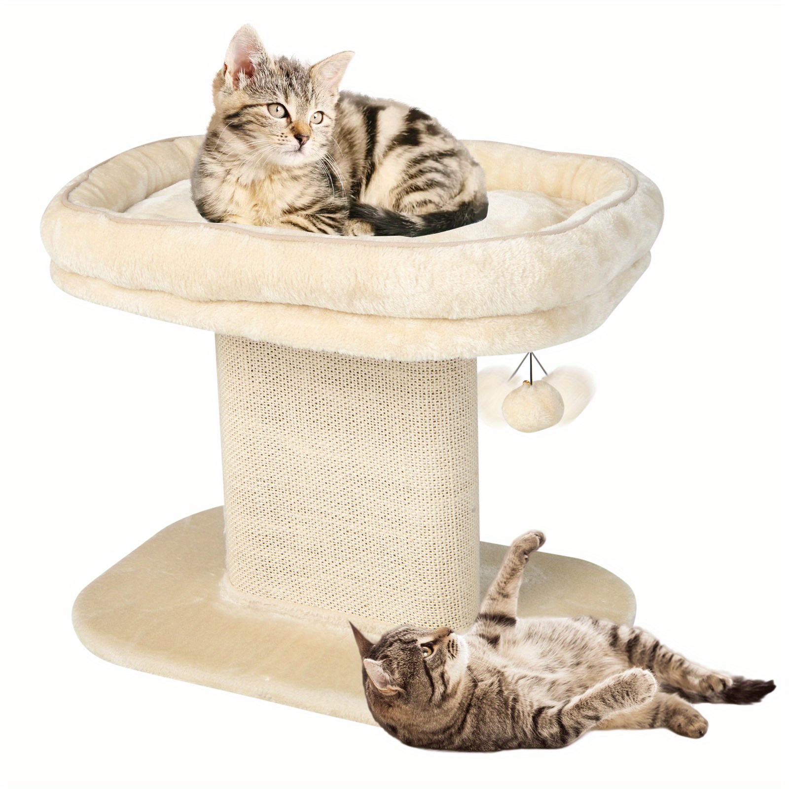 

Lifezeal Modern Cat Tree Tower Cat Activity Tower W/ Large Plush Perch Beige