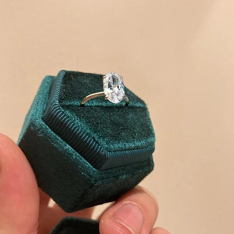 925 Silver Oval Moissanite Engagement Ring 1.3 Carat