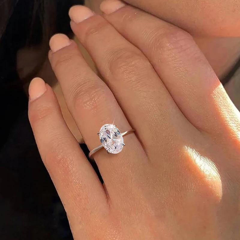 925 Silver Oval Moissanite Engagement Ring 1.3 Carat