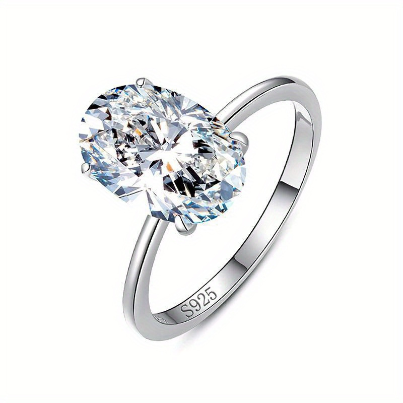 925 Silver Oval Moissanite Engagement Ring 1.3 Carat