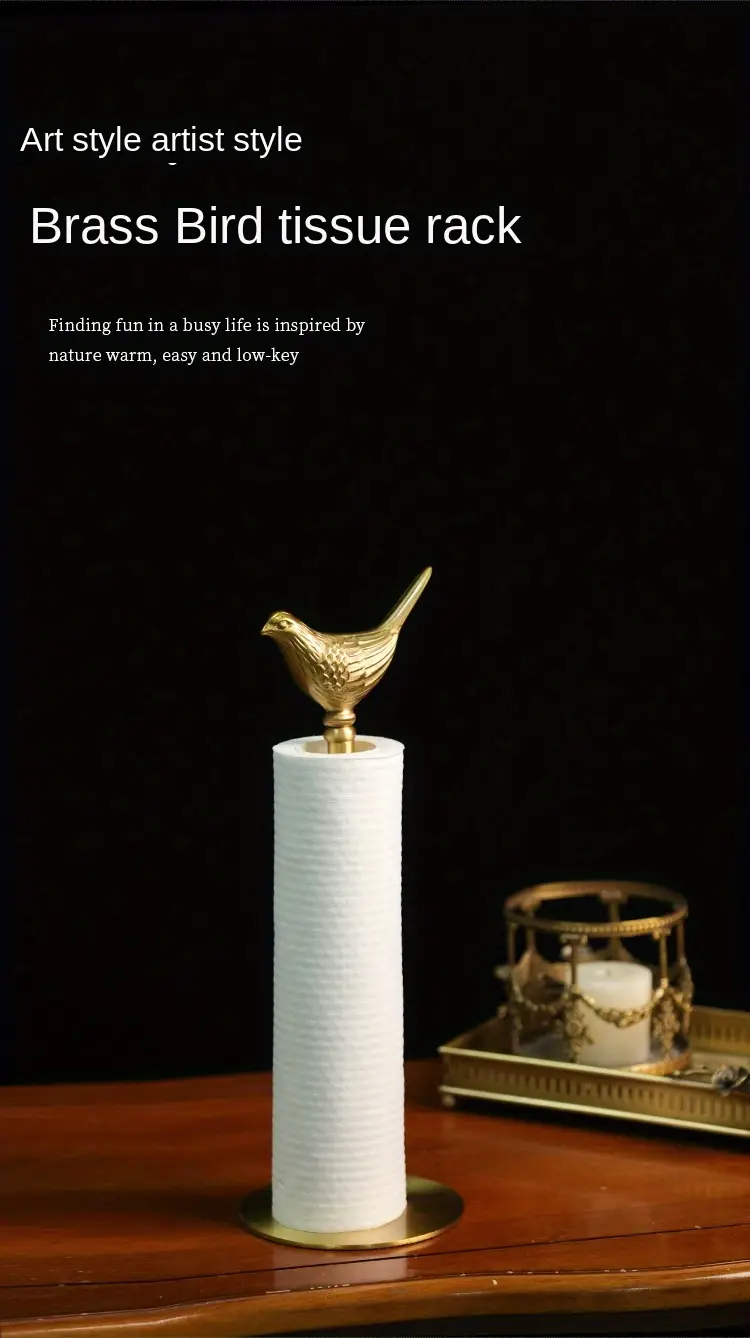 1pc elegant brass bird shaped paper roll holder durable copper material vertical tissue dispenser with sturdy base ideal for kitchen bathroom decor perfect festival gift bathroom accessory decor durable construction paper towel holder Product details 6