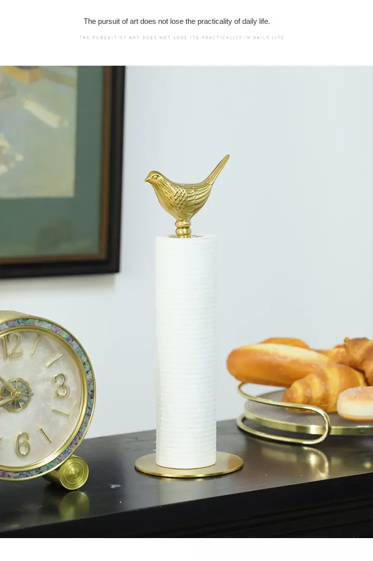 1pc elegant brass bird shaped paper roll holder durable copper material vertical tissue dispenser with sturdy base ideal for kitchen bathroom decor perfect festival gift bathroom accessory decor durable construction paper towel holder Product details 7