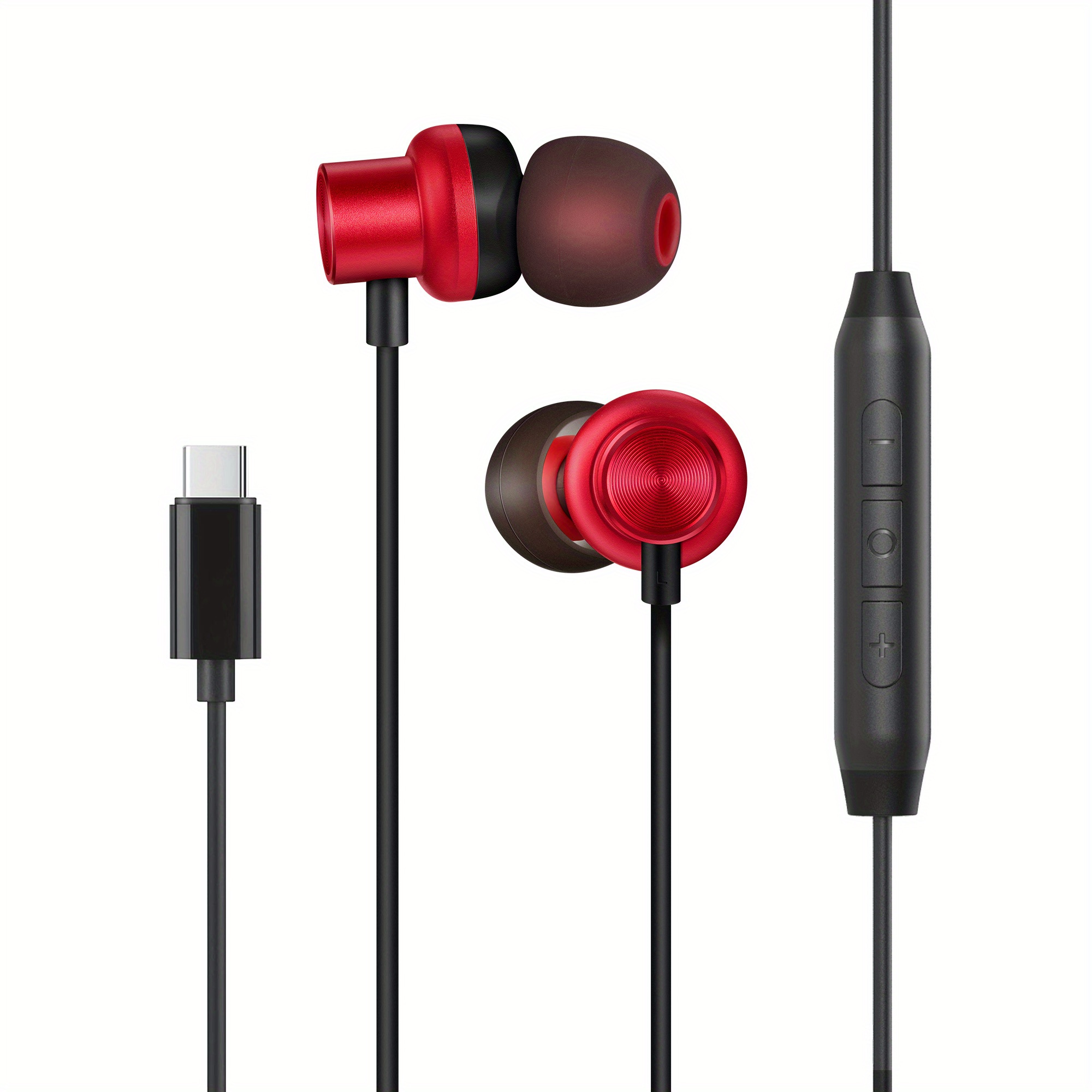 

Usb C Wired Earbuds Type C In-ear Headphone, Magnetic Earphone With Microphone And Control For Iphone15 Pixel Samsung Huawei Macbook Red