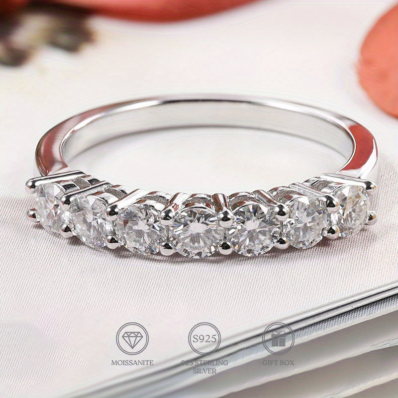 7-Stone Moissanite Promise Ring 0.7ct 925 Silver